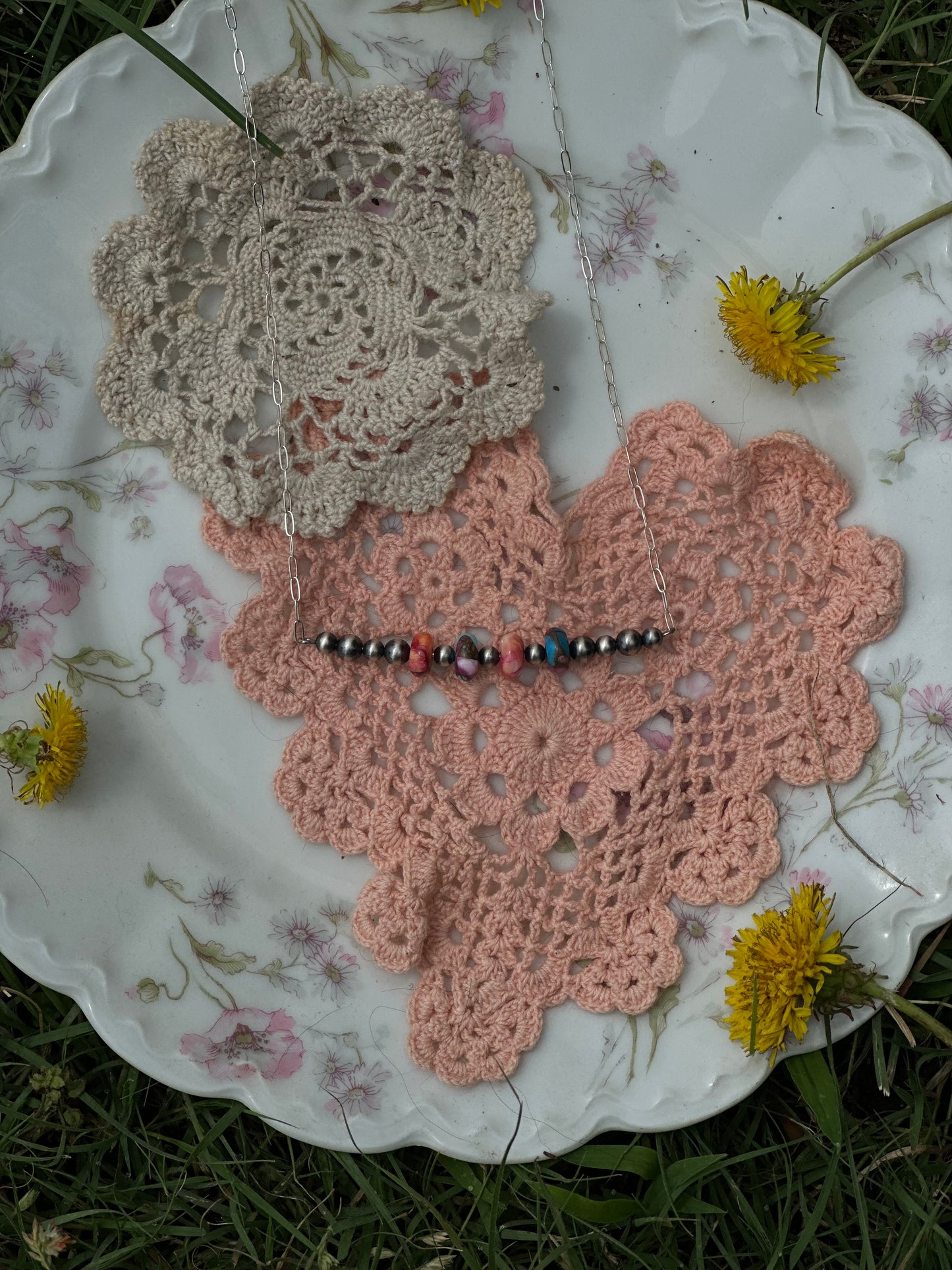 Pink Dahlia Pearl Necklace
