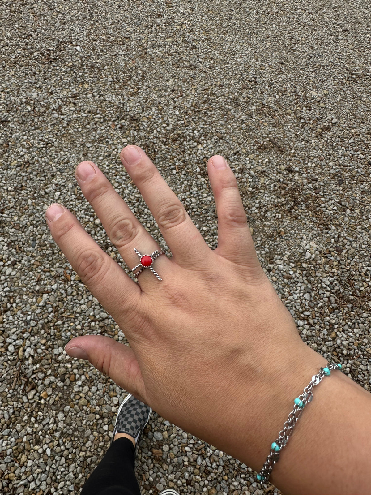 Red Rosarita Cross Ring