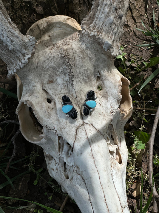 Turquoise-Onyx Studs