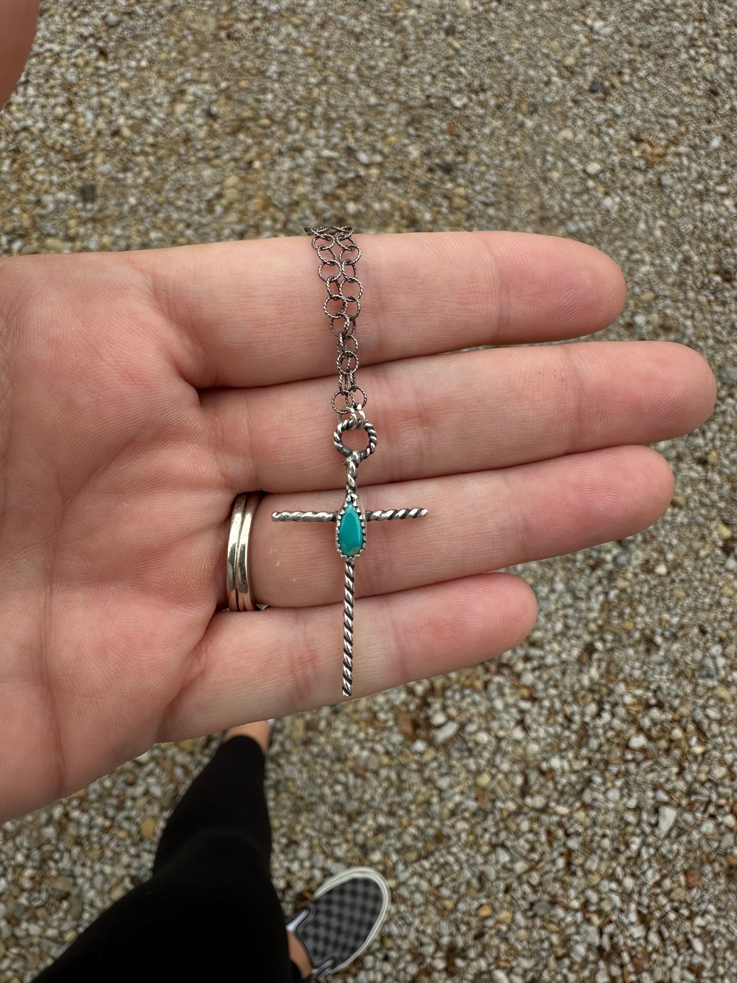 Turquoise Dainty Cross Necklace