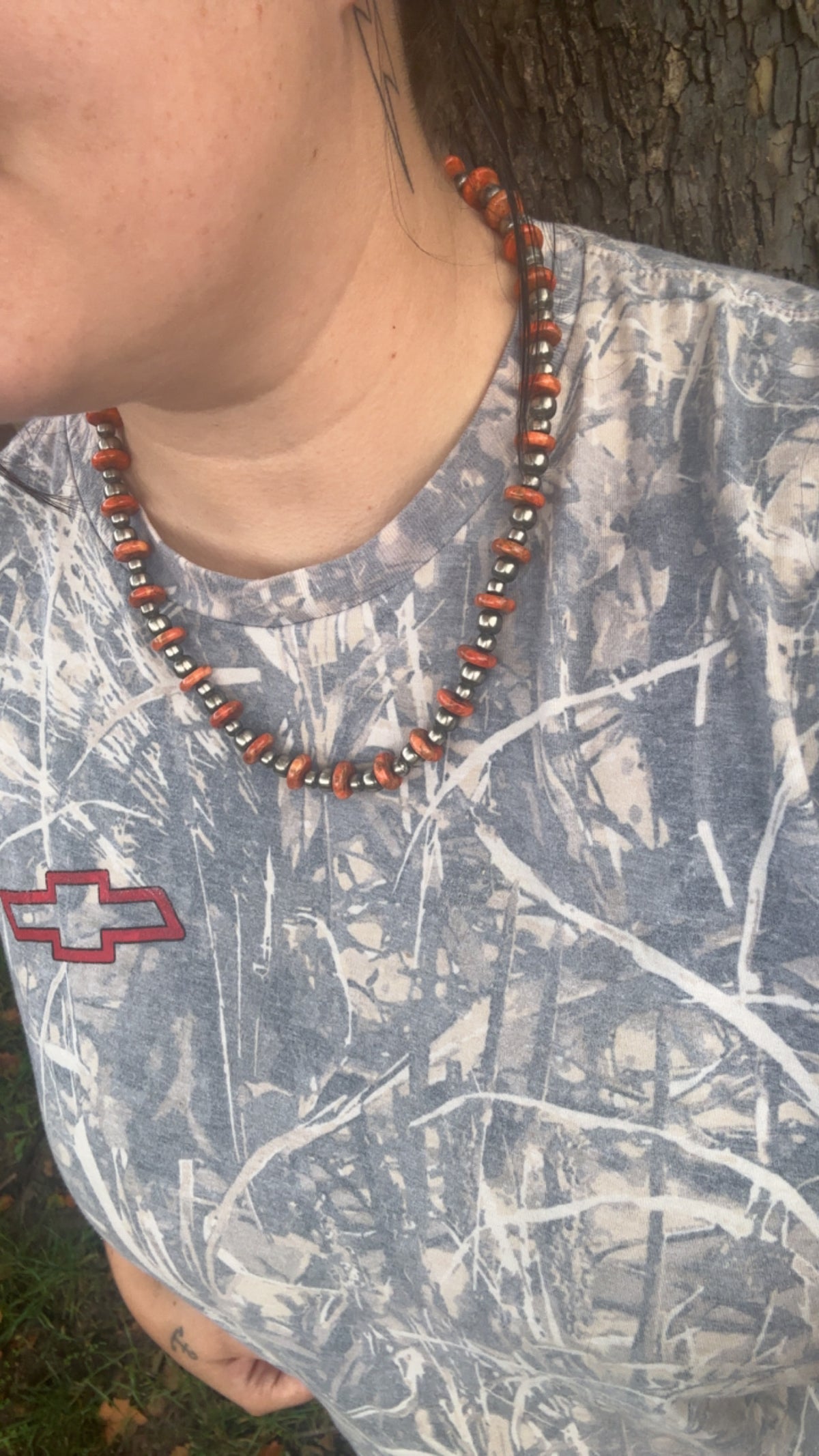 Coral & German Silver Necklace
