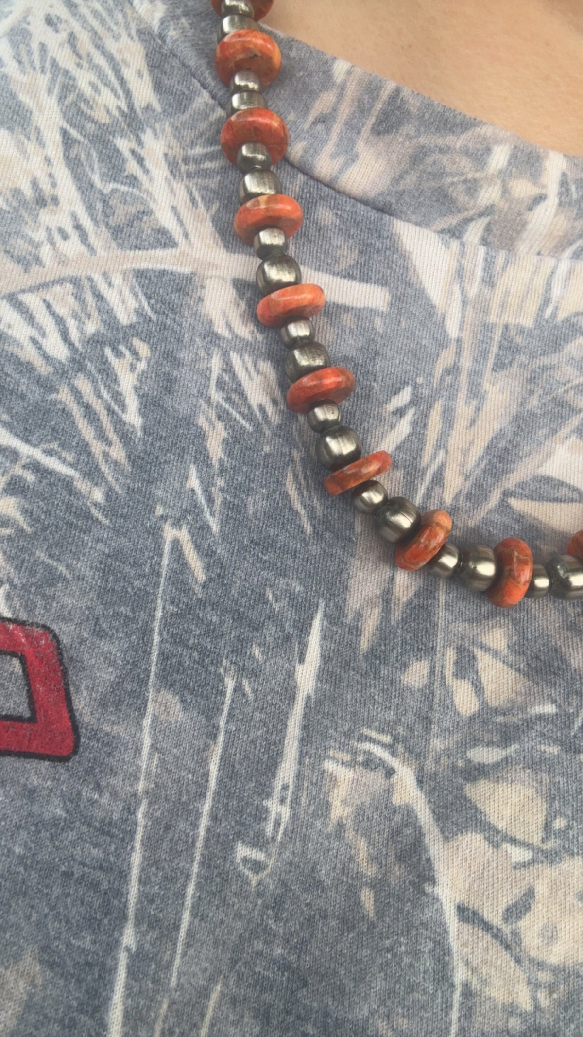Coral & German Silver Necklace